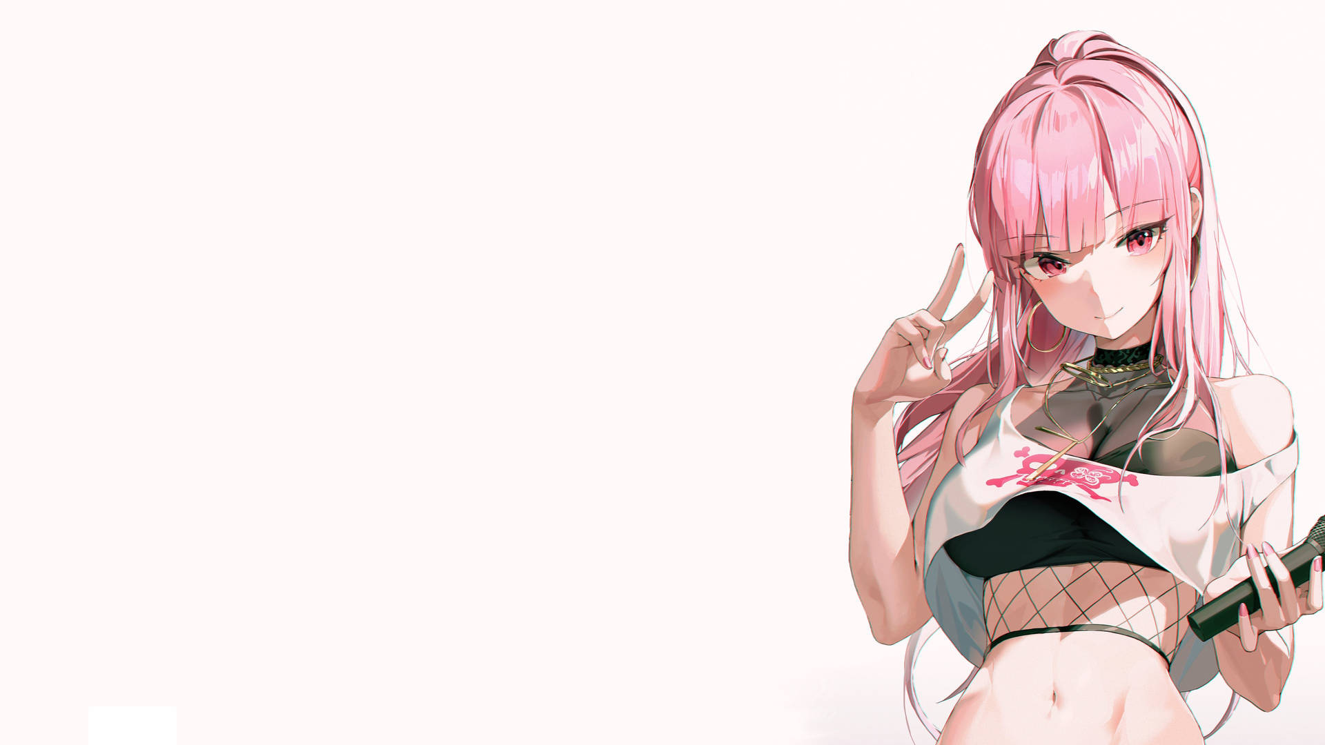 粉髮動漫少女壁紙。