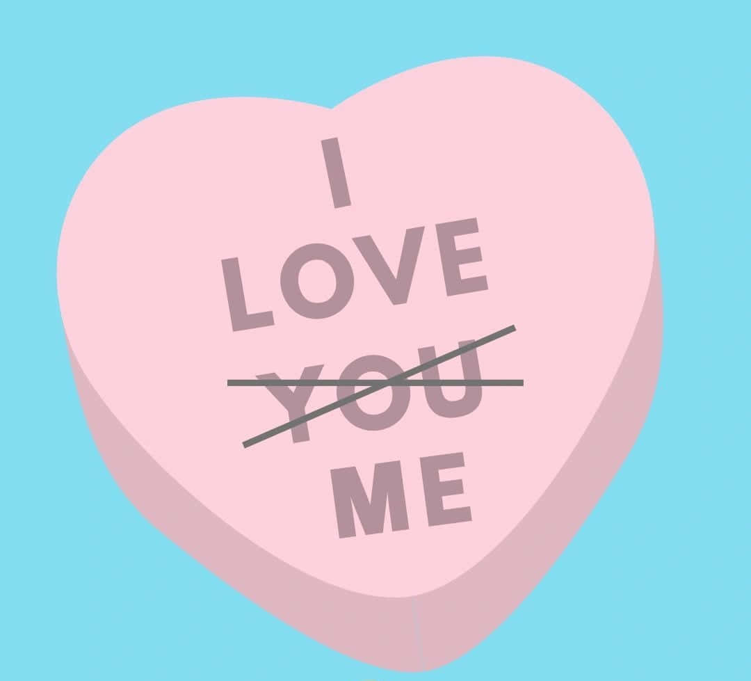 粉紅色心形糖果，文字「I LOVE YOU ME」被劃掉。 — 粉紅色心形動圖 壁紙