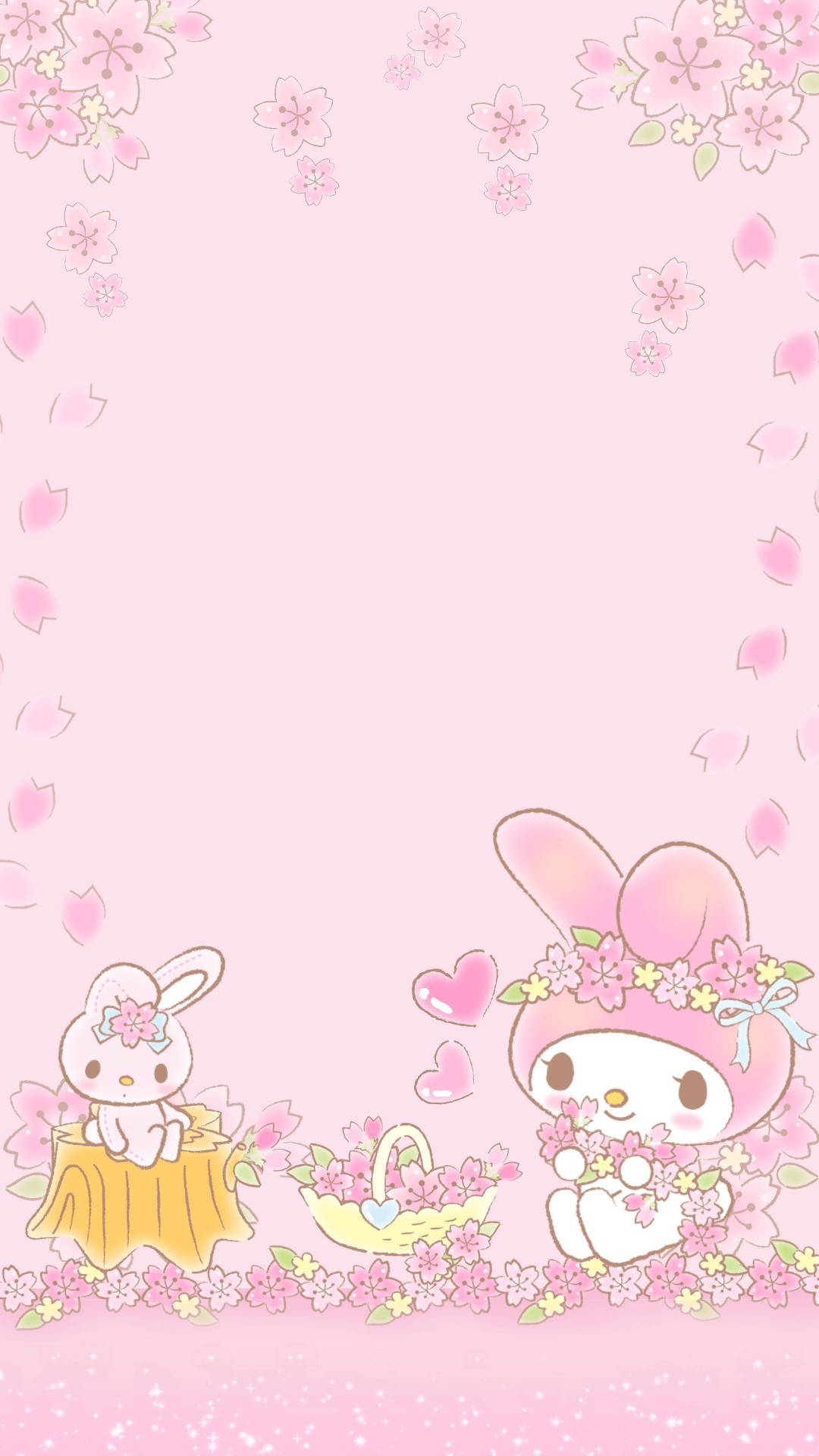 粉紅可愛My Melody與花朵壁紙