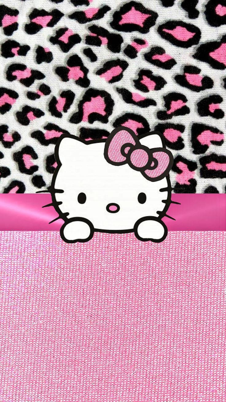 粉紅豹紋Hello Kitty手機壁紙