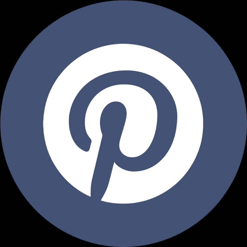 Pinterest 標誌圖標 壁紙 — 一個極簡的藍白Pinterest標誌圖示，居中在黑色背景上。