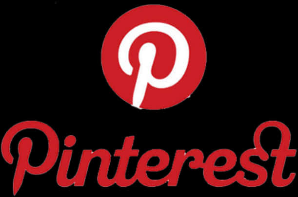 Pinterest紅白標誌 壁紙 — Pinterest 標誌以黑色背景上粗體紅色圓形「P」及上方帶白色負空間的風格化紅色手寫文字為特色。