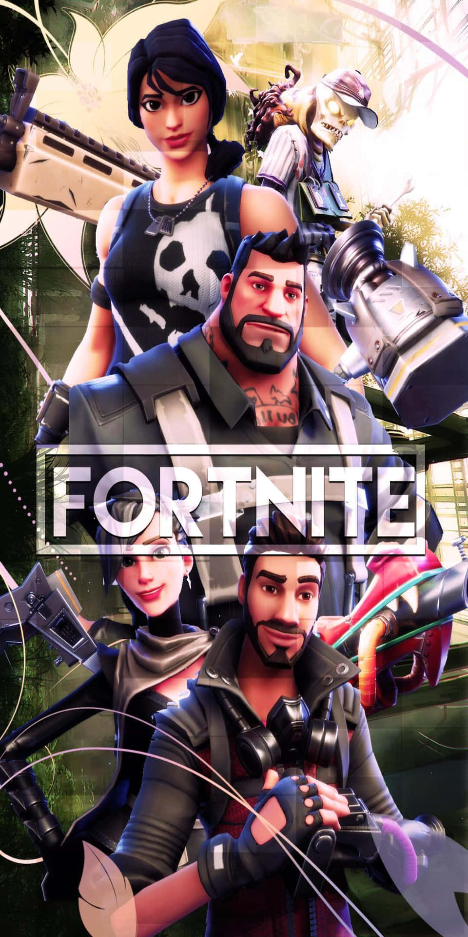 Fortnite 角色在叢林環境中穿著戰鬥裝備手持武器。
