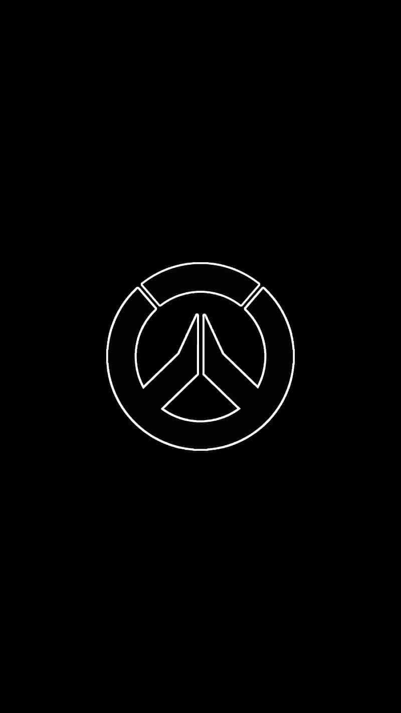 Pixel 3《守望先鋒》背景：黑色標誌 壁紙 — 一個極簡的白色Overwatch標誌，居中在純黑色背景上。