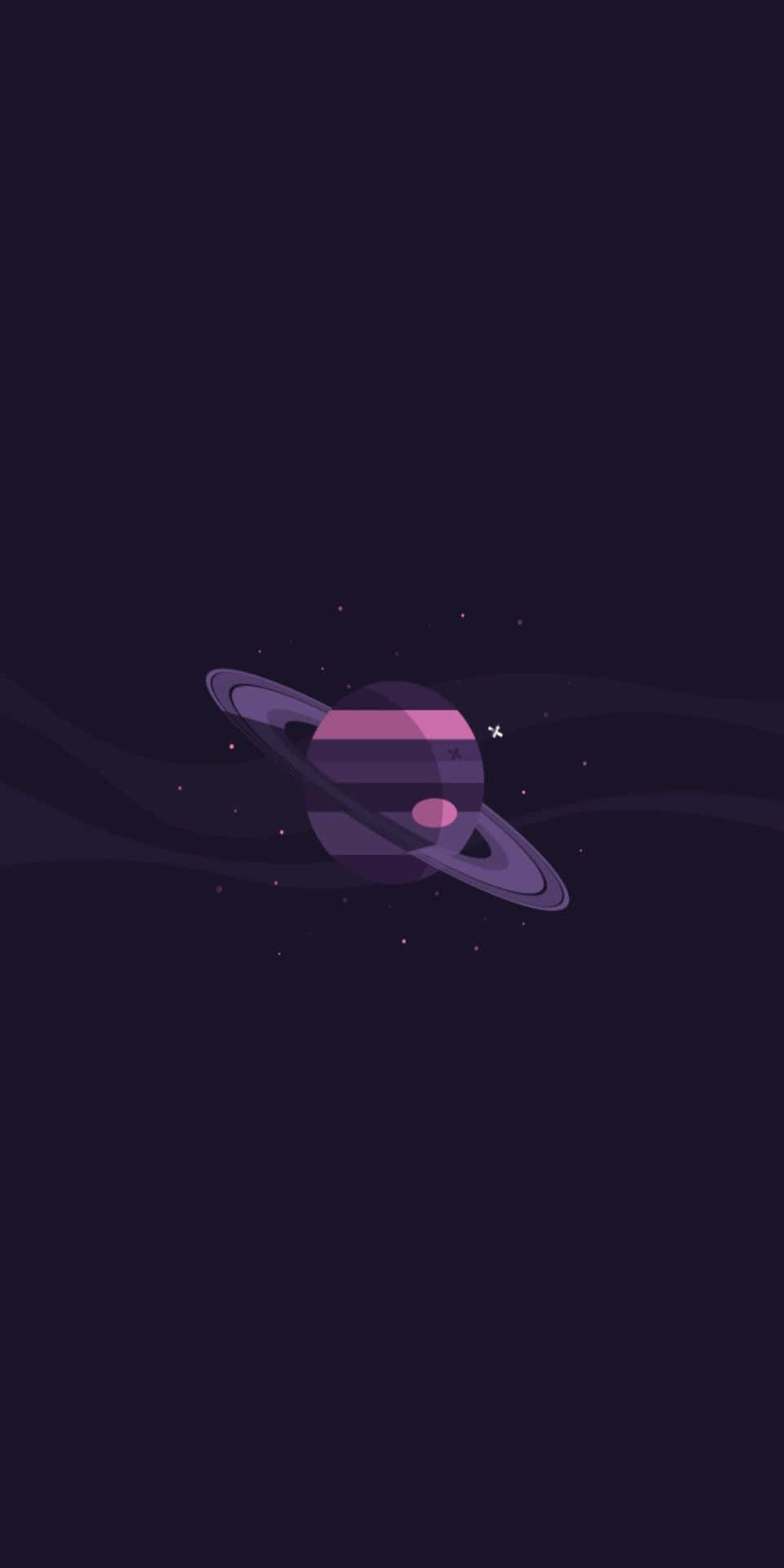 黑暗星空場景中帶有光環的紫色行星。