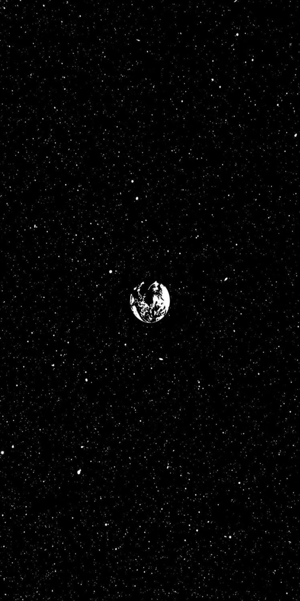 從太空望向地球，背景是佈滿星辰的虛空。