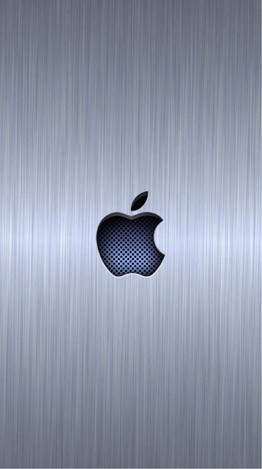 Pixel 3 金屬銀色 Apple 標誌背景 壁紙 — 一個時尚的Apple標誌鏤空，在拉絲金屬銀色背景上露出穿孔的深色內部。