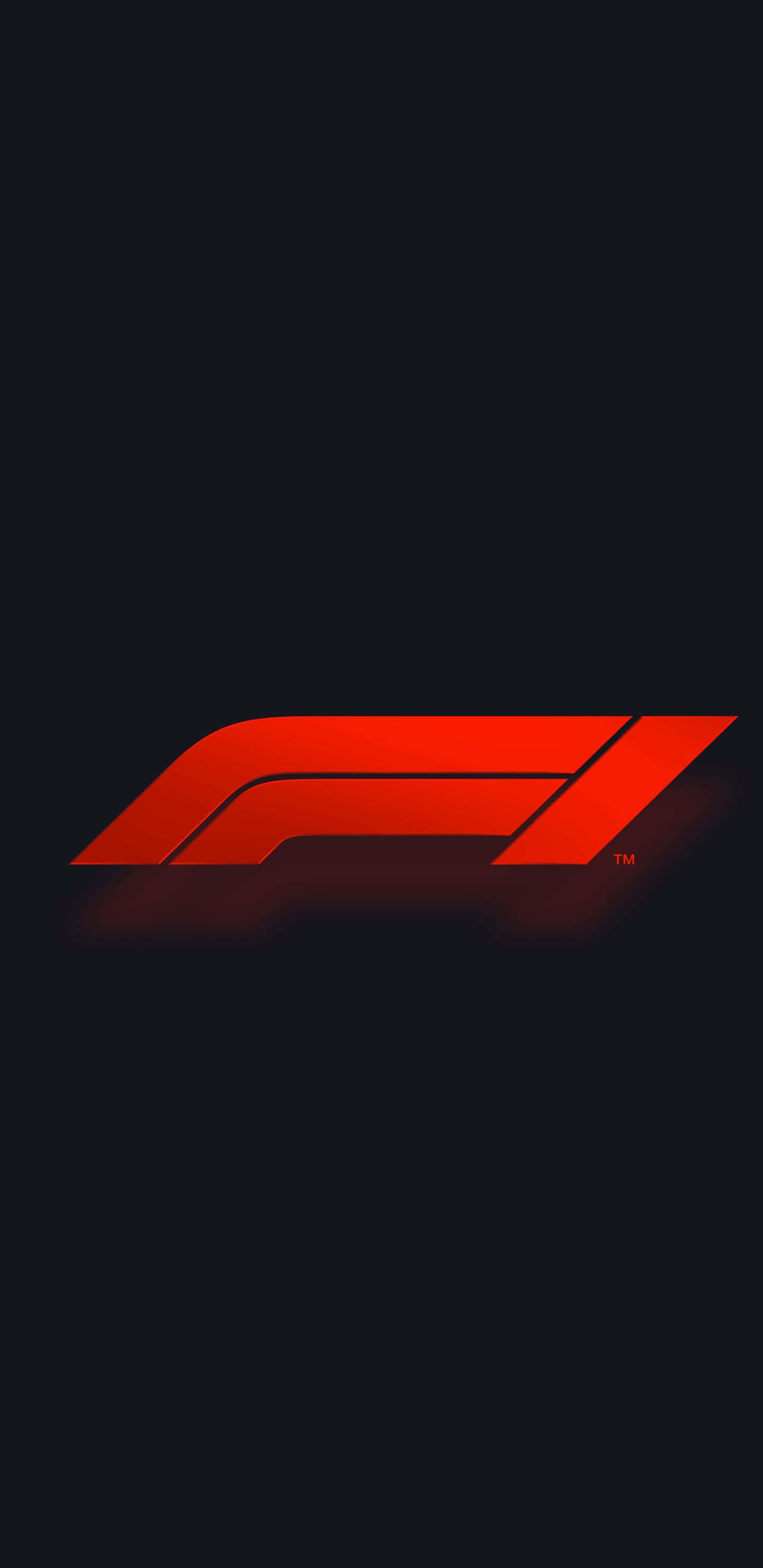 Pixel 3XL F1 2016 紅色標誌背景 壁紙 — 一個發光的紅色一級方程式標誌，居中在黑色背景上，帶有微妙的陰影效果。