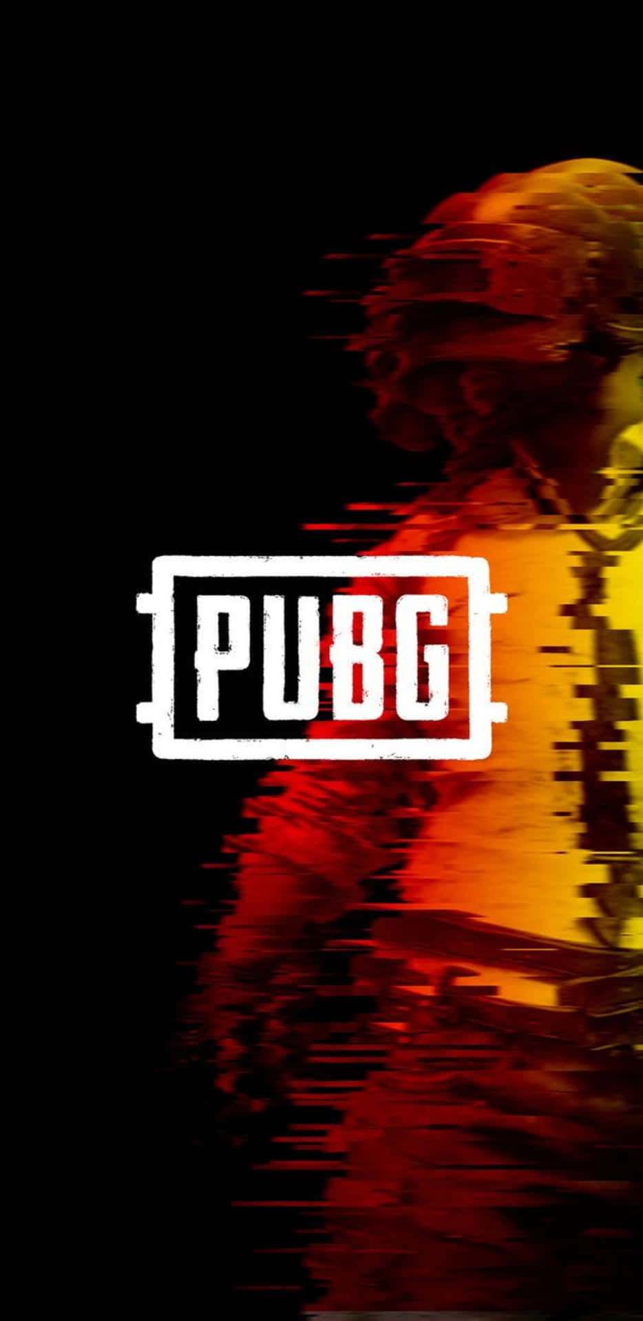 PUBG 遊戲標誌，在黑色背景上帶有紅橙色數位故障效果。