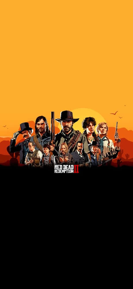 《Red Dead Redemption 2》中的西部夕陽場景，牛仔和亡命之徒。