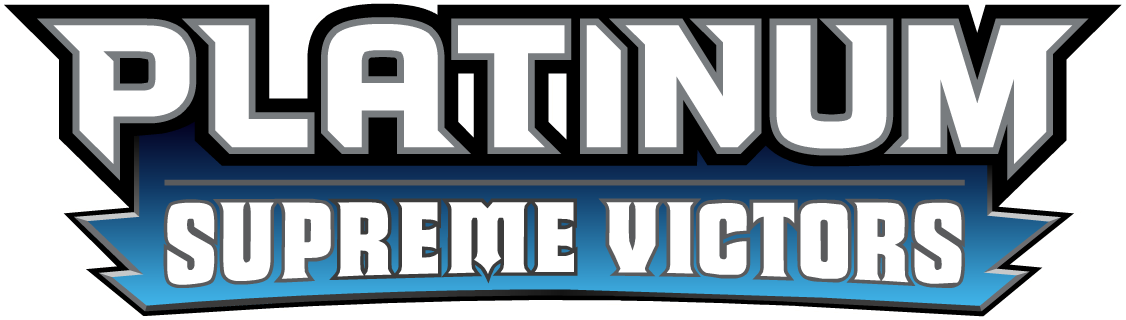 Platinum Supreme Victors 標誌 壁紙 — 粗體白色文字在帶有黑色輪廓的藍色閃電橫幅上寫著 platinum supreme victors。