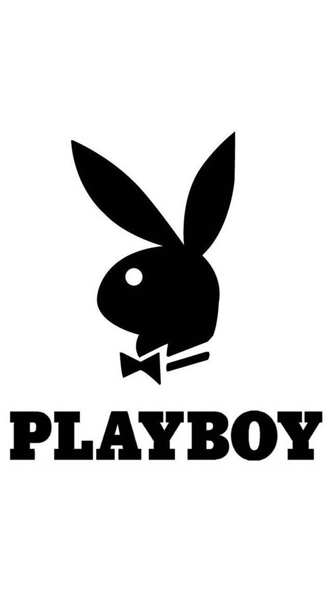 Playboy標誌，黑色兔仔配蝴蝶結和粗體文字，白色背景