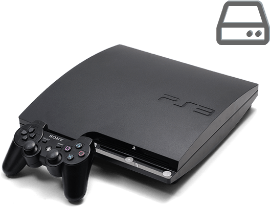 PlayStation 3主機與控制器 壁紙 — 一部時尚的黑色PlayStation 3主機連控制器，展示在純黑色背景上。