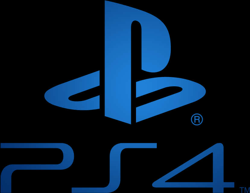 PlayStation 4 標誌 藍色黑底 壁紙 — 在純黑色背景上發光的醒目藍色 PlayStation 4 標誌。