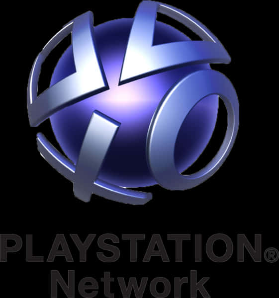 PlayStation網絡標誌 壁紙 — 閃亮藍色PlayStation Network標誌，金屬環在黑色背景上發光。