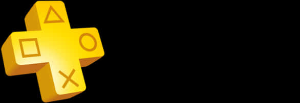 PlayStation Plus 金色標誌 壁紙 — 一個亮黃色的PlayStation控制器方向鍵圖示在純黑色背景上格外突出。