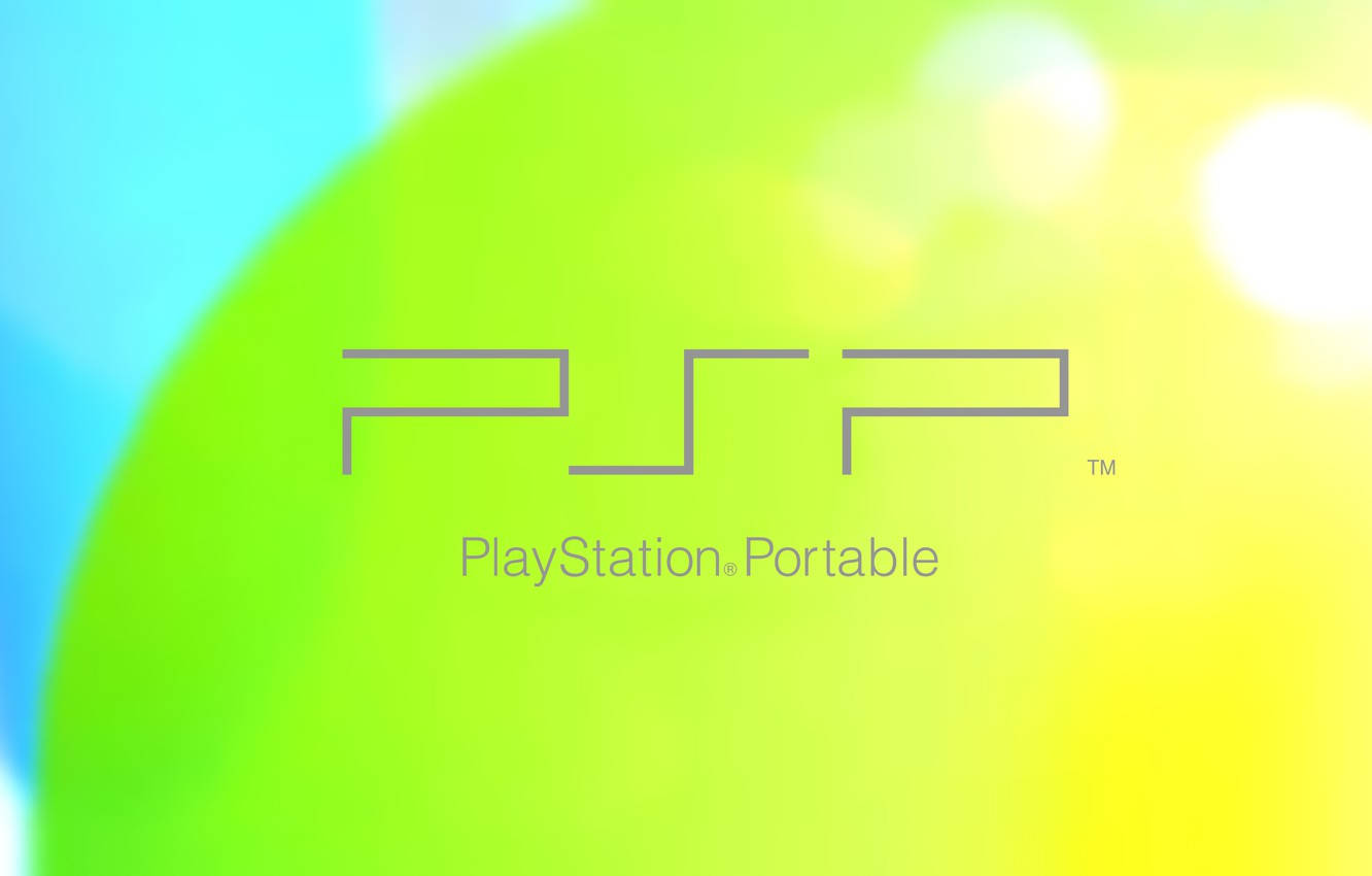 彩色模糊背景上的 PlayStation Portable 標誌