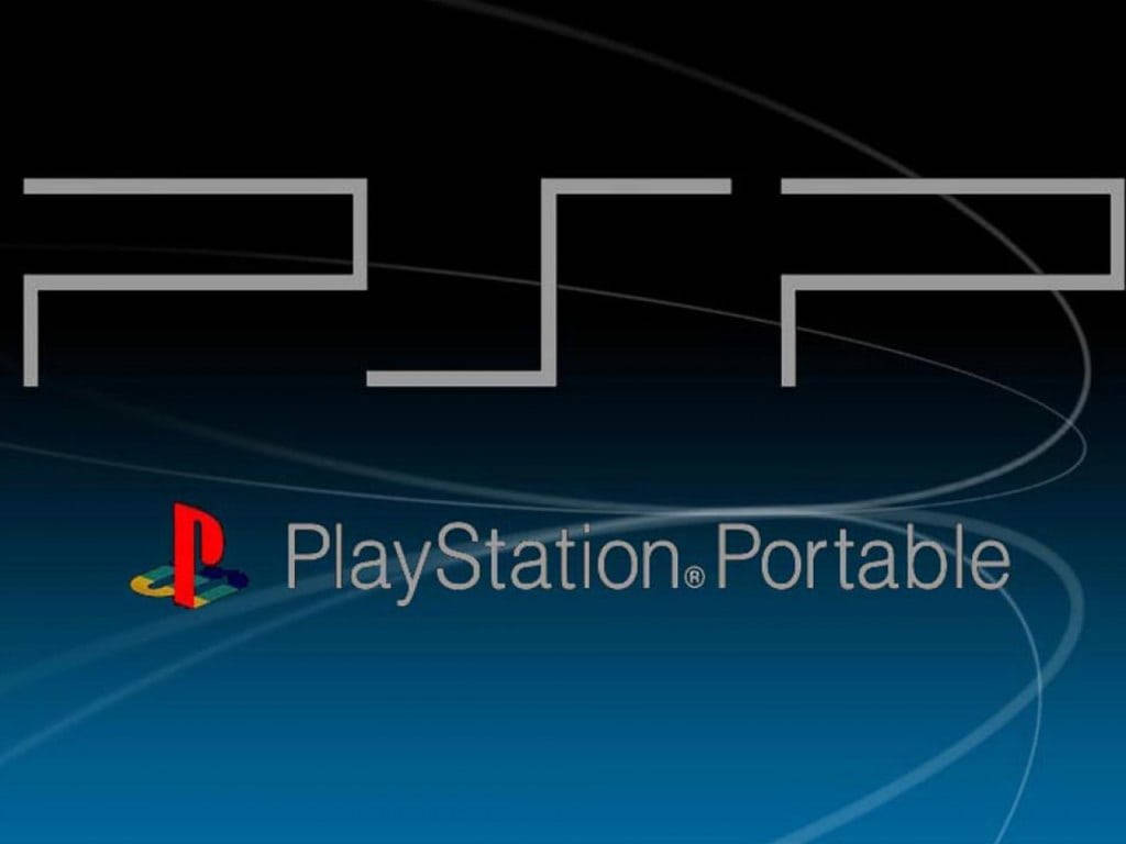 PlayStation Portable 標誌在藍色漸變背景上，帶有發光線條。 — PlayStation GIF 壁紙