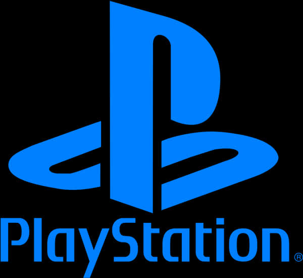 PlayStation 標誌 藍色黑底 壁紙 — 在純黑色背景上，帶有標誌性「P」符號和文字的醒目藍色PlayStation標誌。