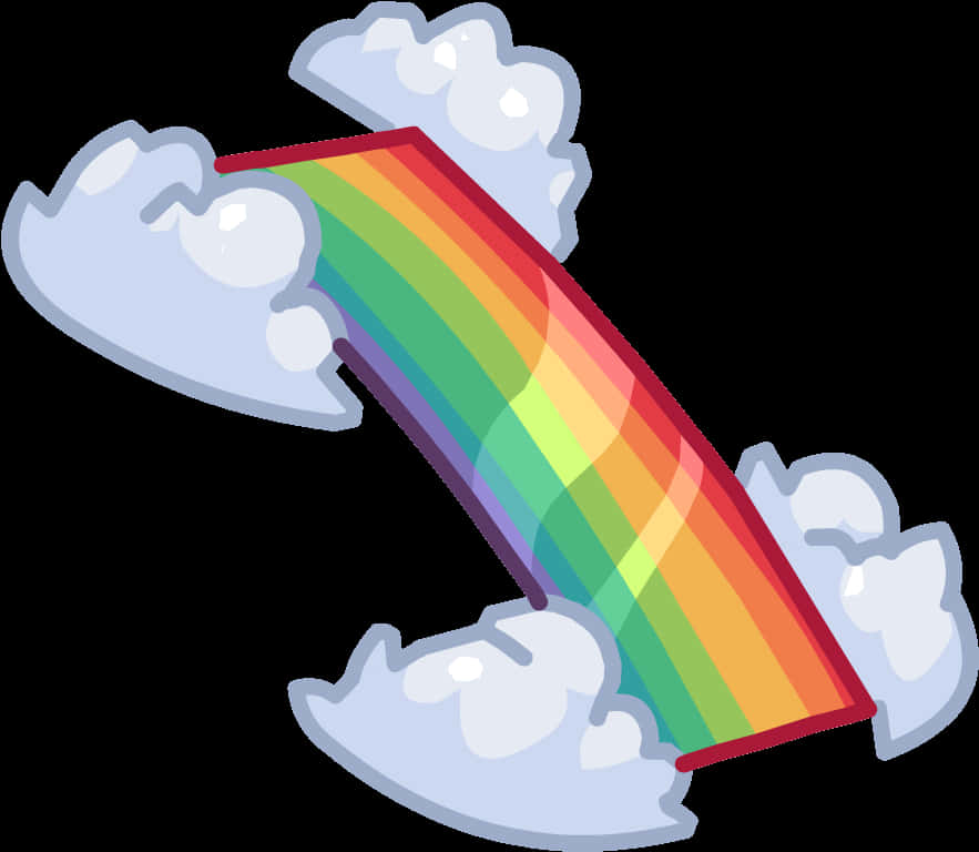 卡通彩虹從雲層中浮現.PNG 壁紙