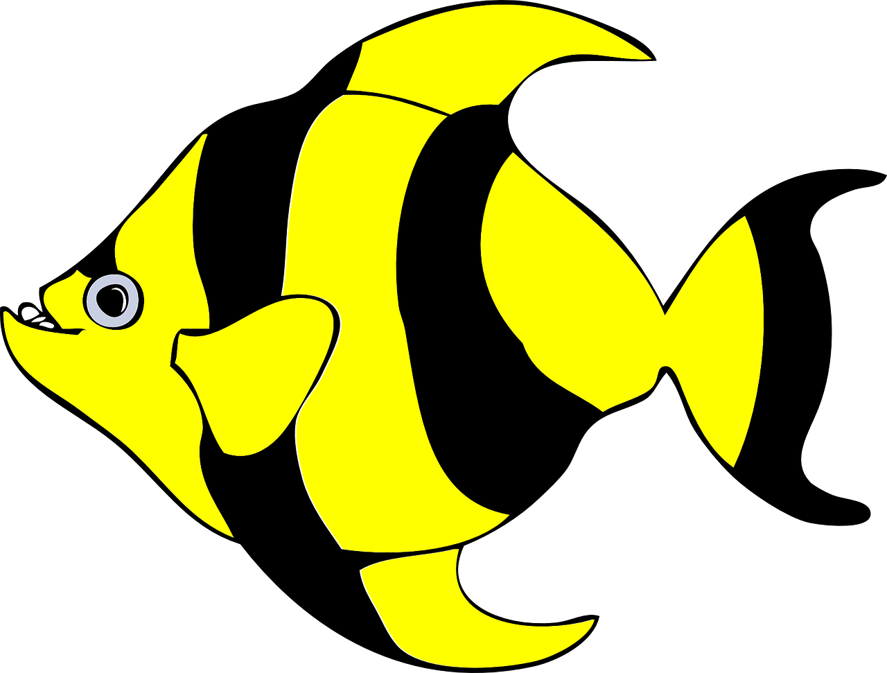 黃色黑色熱帶魚插畫.PNG 壁紙