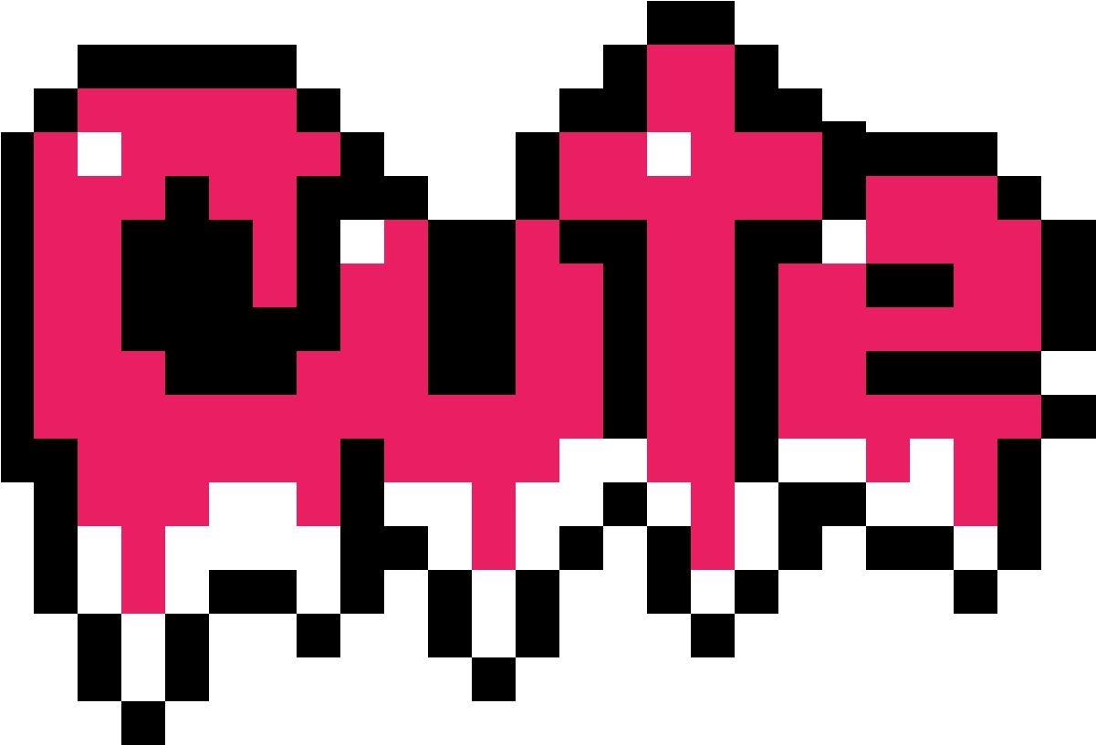 像素化可愛文字藝術.PNG 壁紙 — 粗體像素粉紅色文字拼出 'Dude'，帶有白色點綴，襯托在純黑背景上。