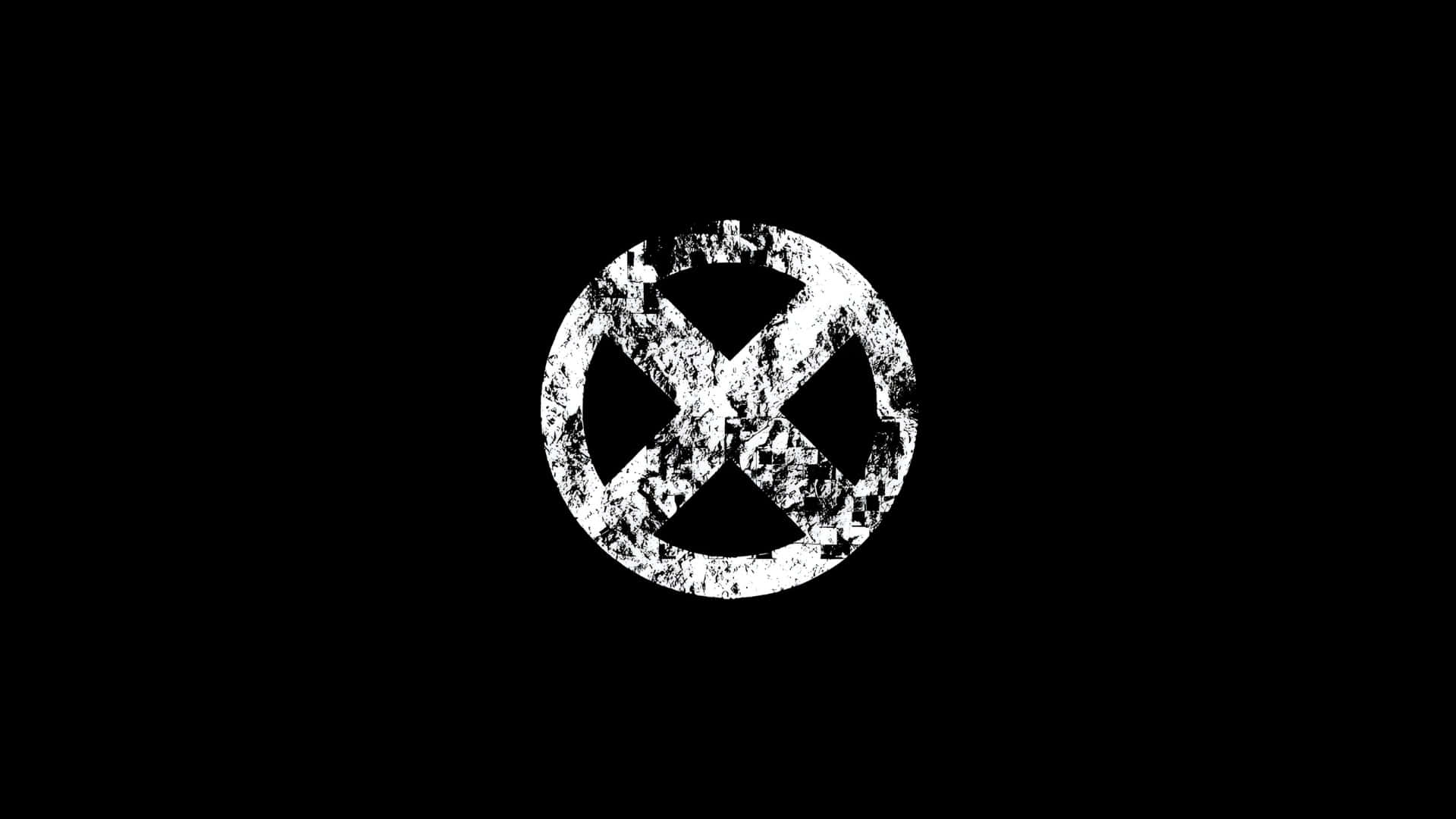  壁紙 — 一個破舊的白色X-Men標誌，居中放在帶有粗糙紋理的純黑色背景上。