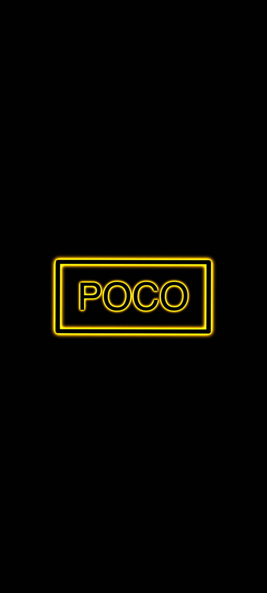 黑色背景上的霓虹黃色 POCO 標誌