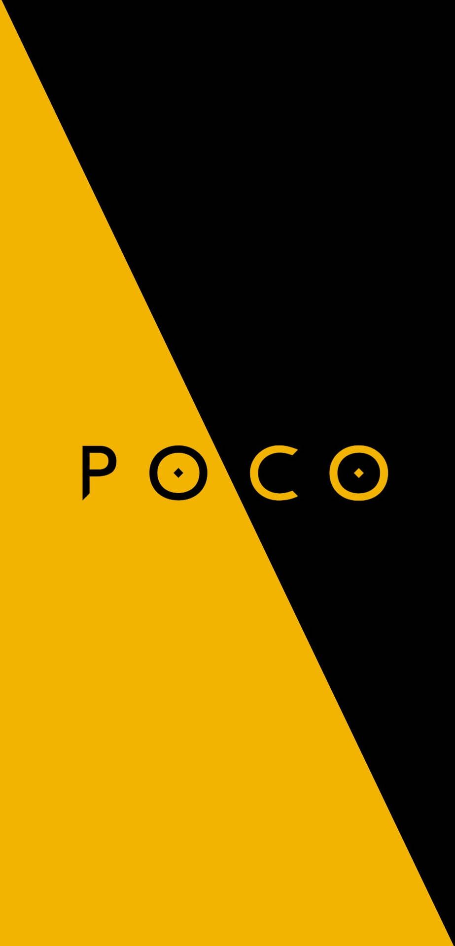 黃色和黑色對角背景上的Poco標誌