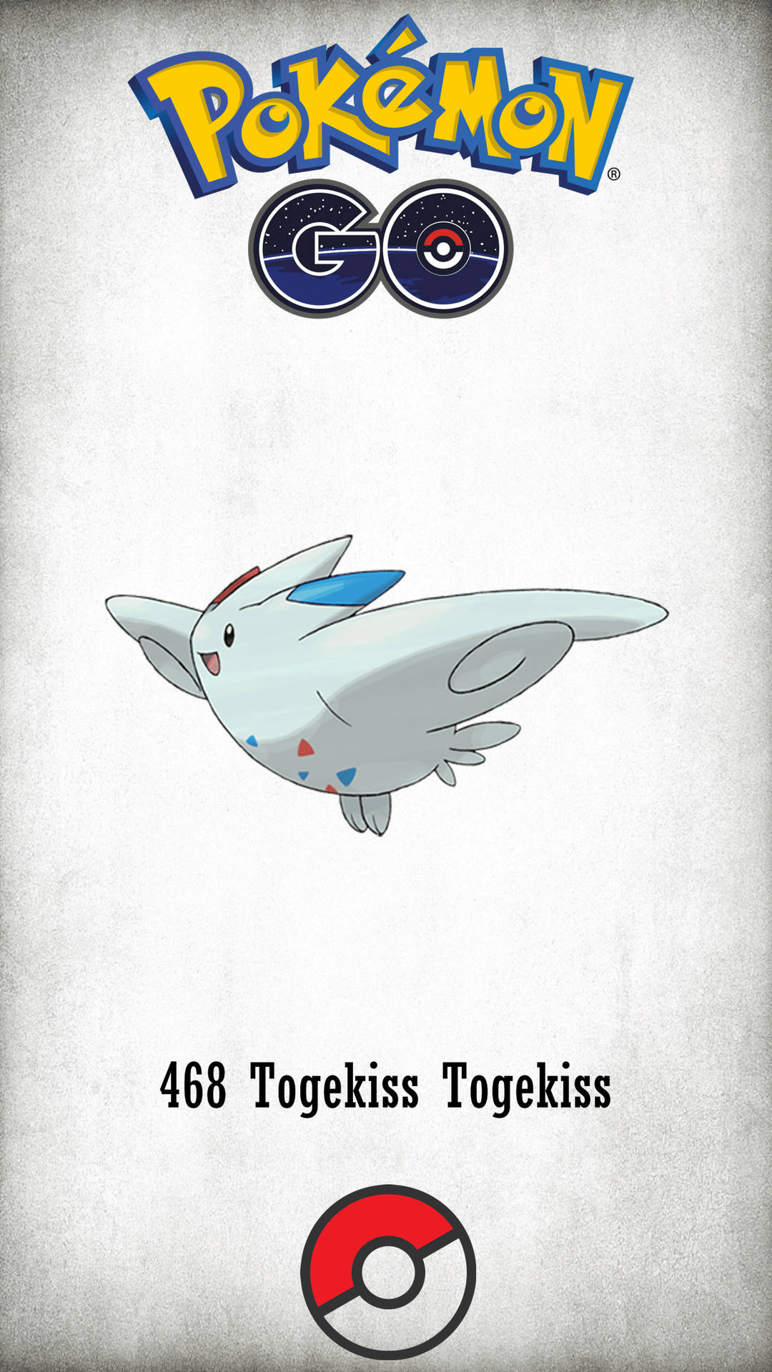 Pokémon GO Togekiss 卡，編號 468，帶有精靈球標誌，背景為紋理灰色。