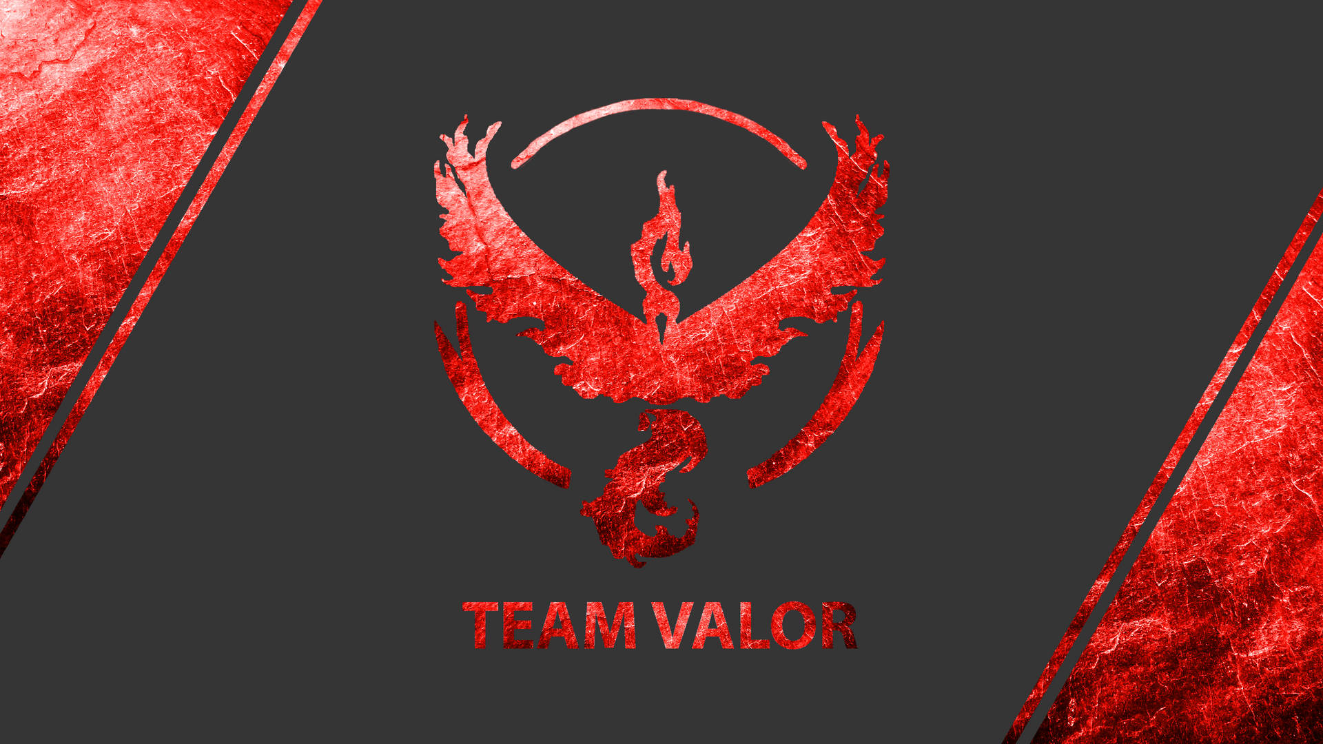 Team Valor標誌，在深灰色背景上以紅色呈現鳳凰和龍。