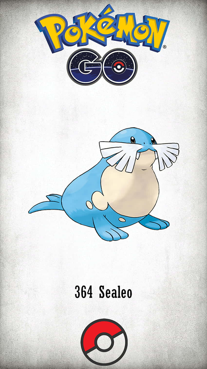來自 Pokémon GO 遊戲的海魔獅寶可夢角色，附有精靈球標誌。