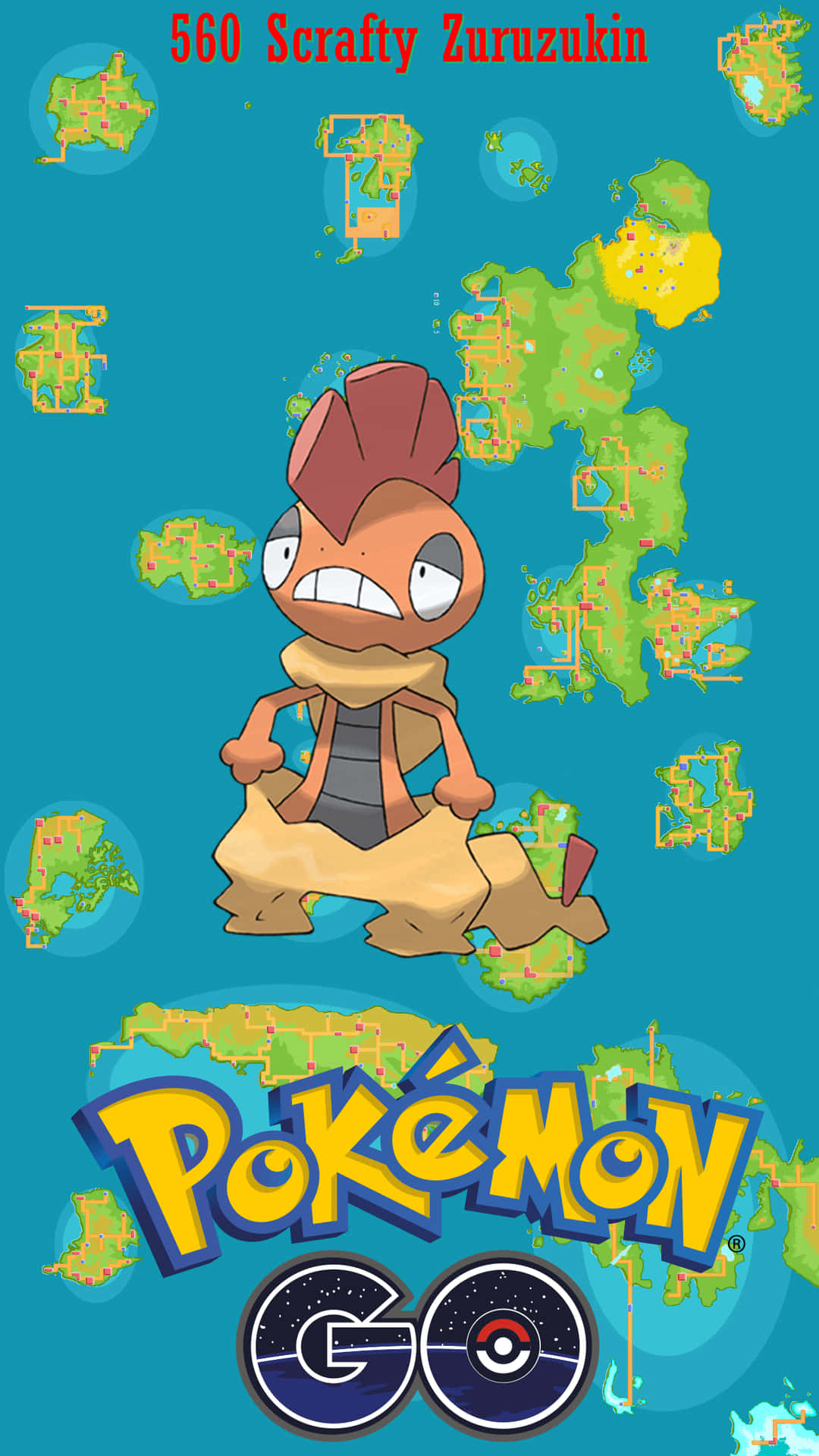 來自 Pokémon GO 的滑頭小子被漂浮的地圖碎片包圍。