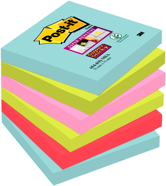 多色 Post-it 備忘錄堆疊 壁紙 — 一堆色彩繽紛的Pastel色Post-it便條紙，以充滿活力的傾斜堆疊方式排列。