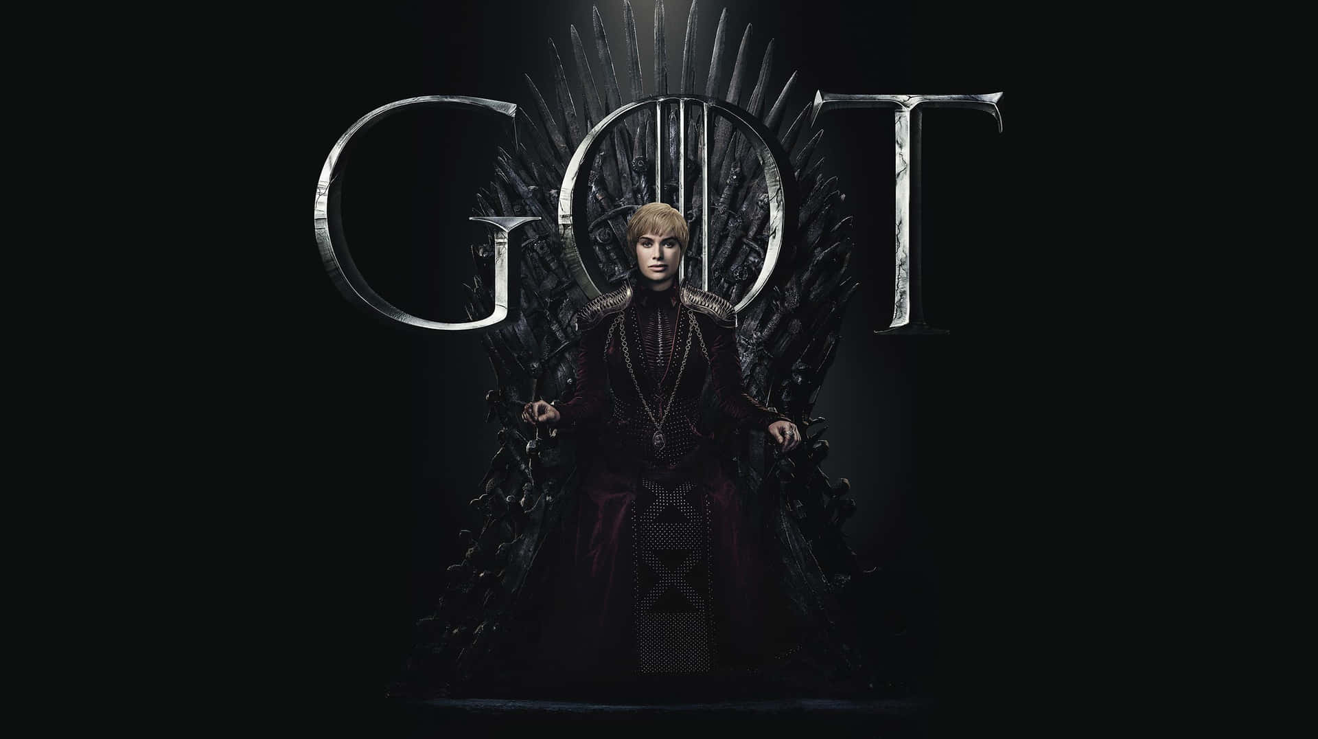 一個角色坐在鐵王座上，背後有「GOT」字母。