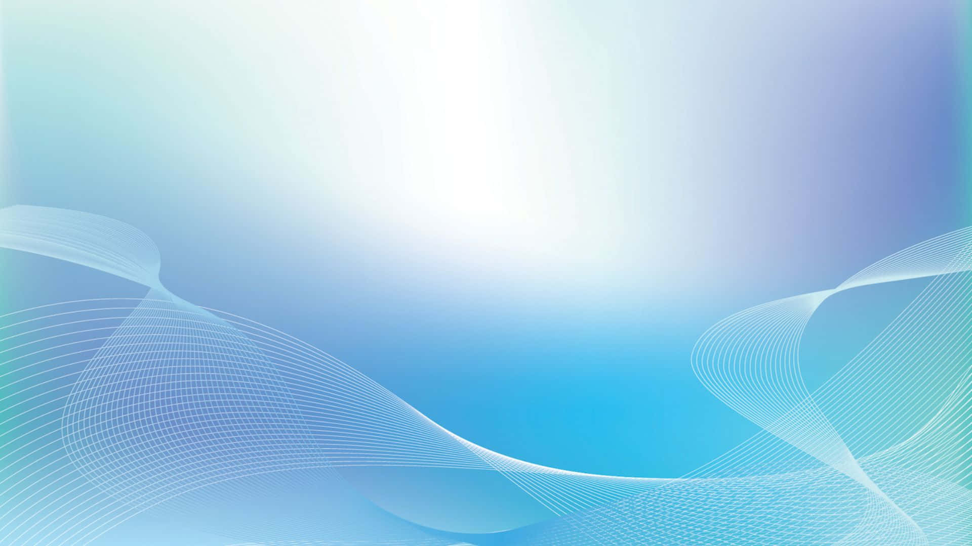 PowerPoint藍色——理想的設計工具 壁紙 — 柔軟流動的白色線條在帶有明亮中心光芒的漸變藍色背景上交織。