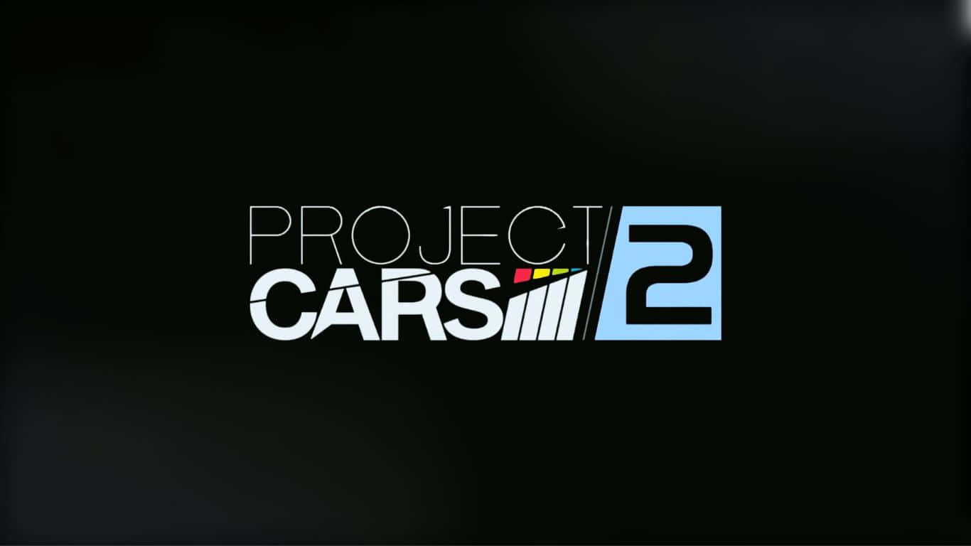 Project Cars 2 遊戲標誌背景 壁紙 — Project Cars 2 標誌在深色漸變背景上以白色和藍色發光。