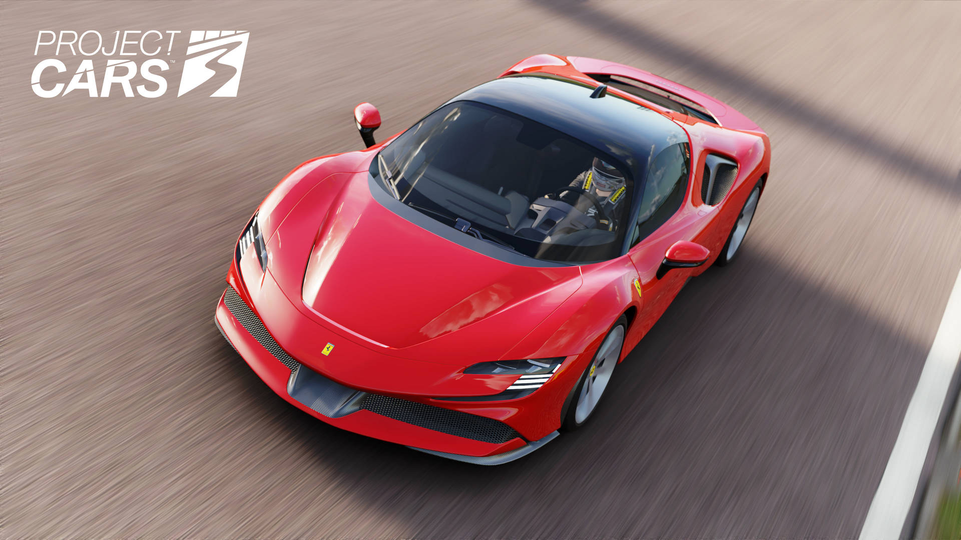 Project Cars 3 遊戲中在賽道上奔馳的紅色法拉利。