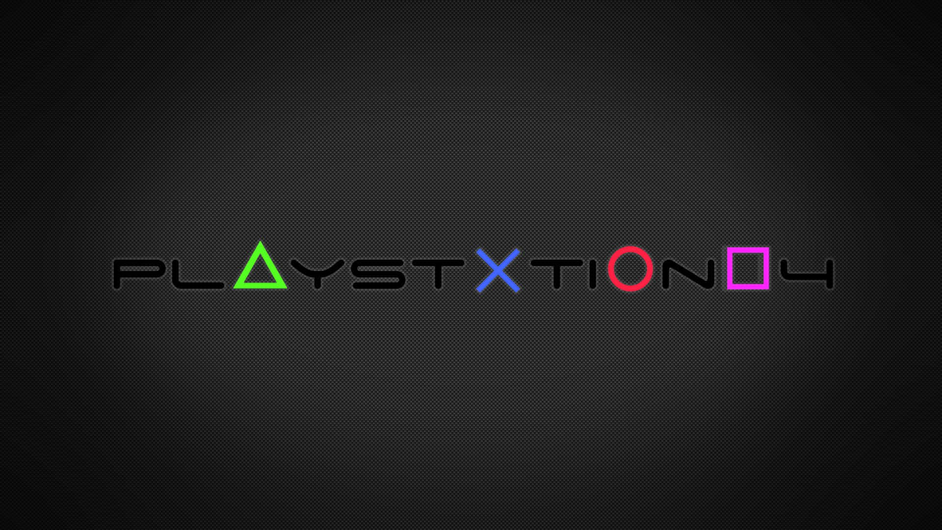 PlayStation 4 標誌，帶有彩色符號，背景為深色紋理。