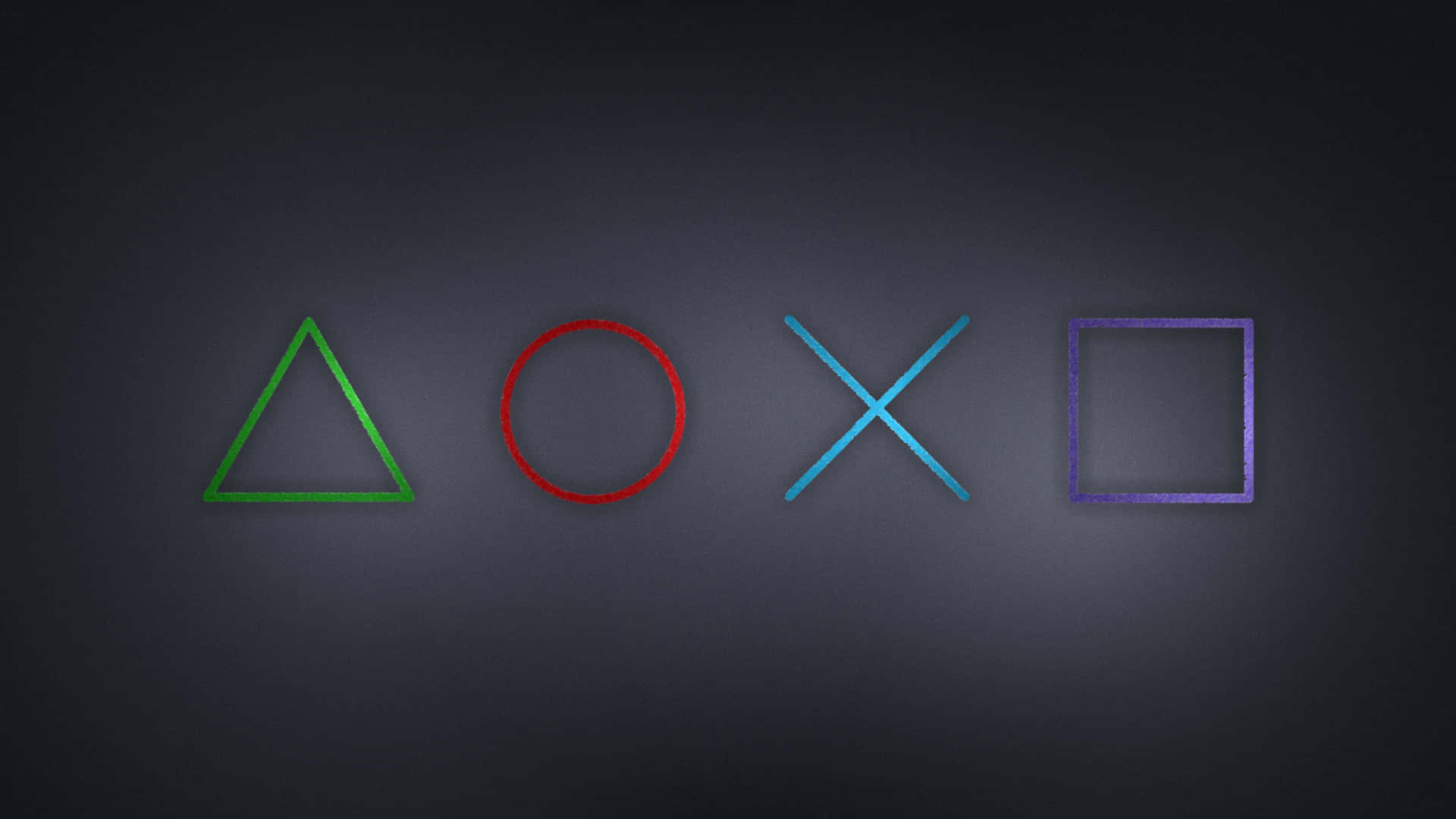 PlayStation控制器符號在深色背景上發出綠色紅色藍色紫色光芒