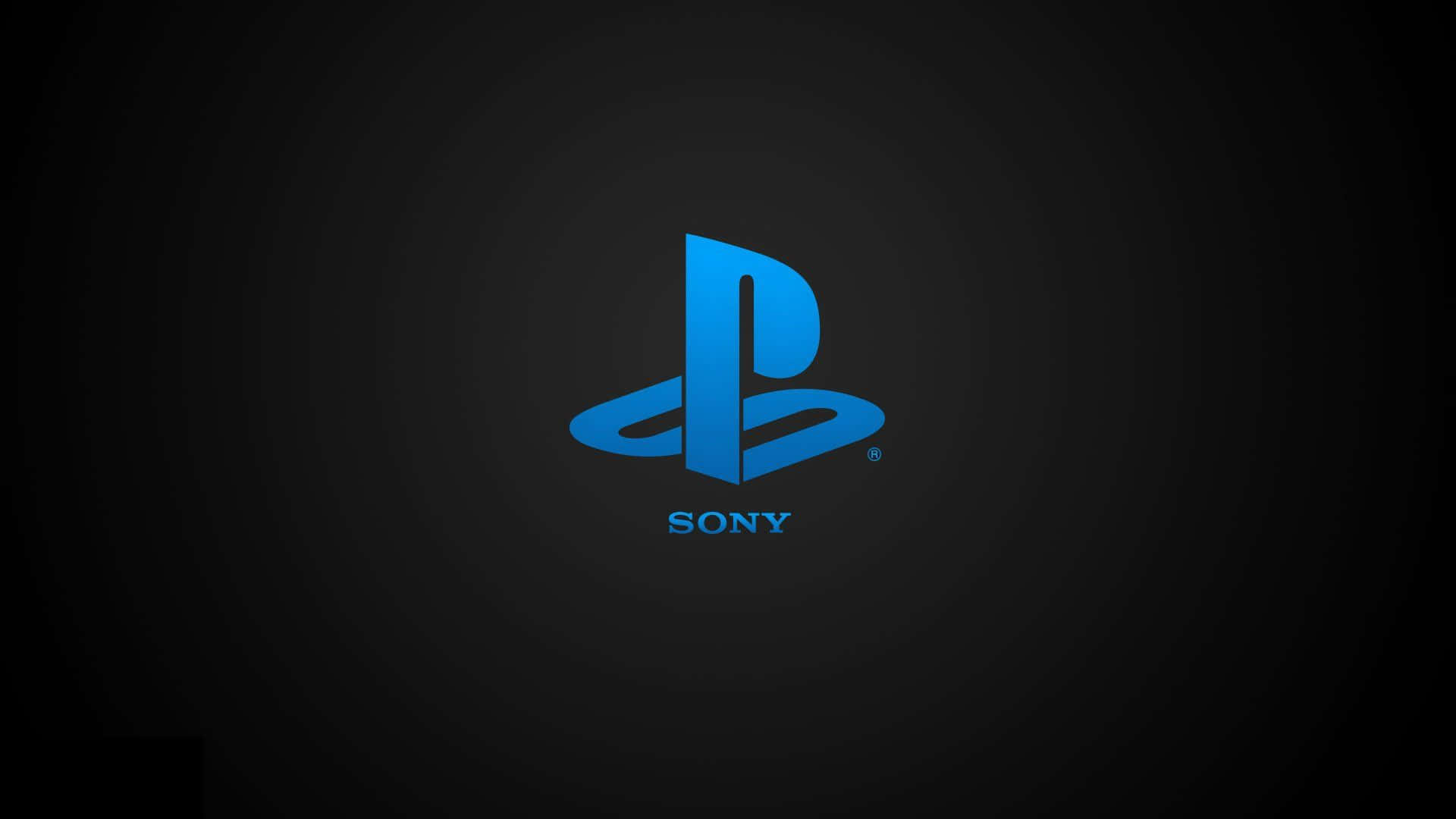 簡約酷炫 PS4 圖標與索尼標誌 壁紙 — 一個發光的藍色PlayStation標誌，置於深色漸變背景中央，下方有「SONY」文字。