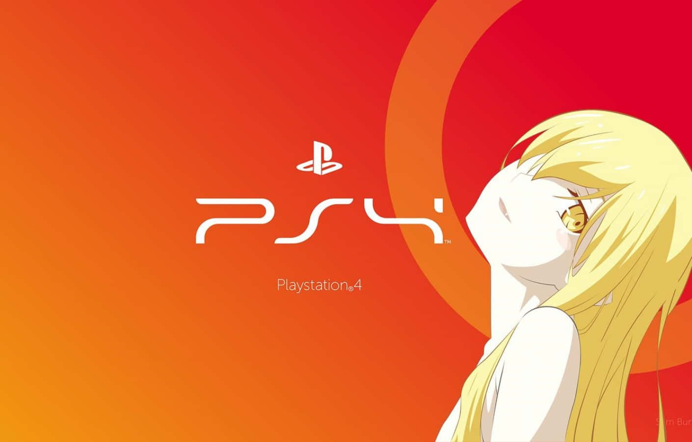 金髮動漫女孩在紅橙色漸變背景上，旁邊是 PlayStation 4 標誌。