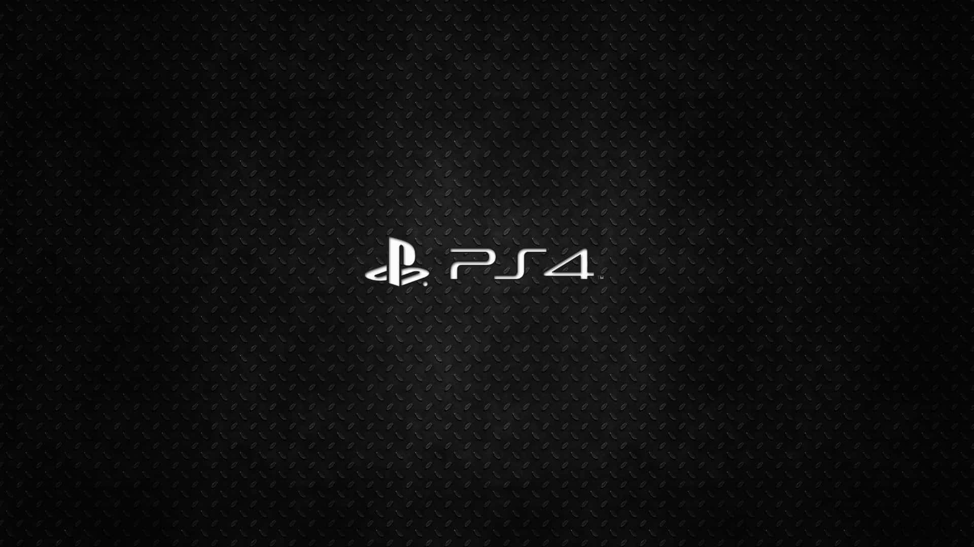 黑色鑽石紋板背景上的PS4標誌