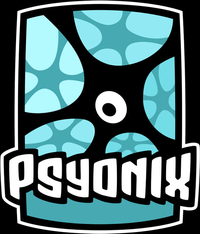 Psyonix 遊戲標誌 Rocket League 壁紙 — 一個風格化的標誌，在黑色背景上有一個青綠色圖案盾牌和粗體白色 'PSYONIX' 文字。