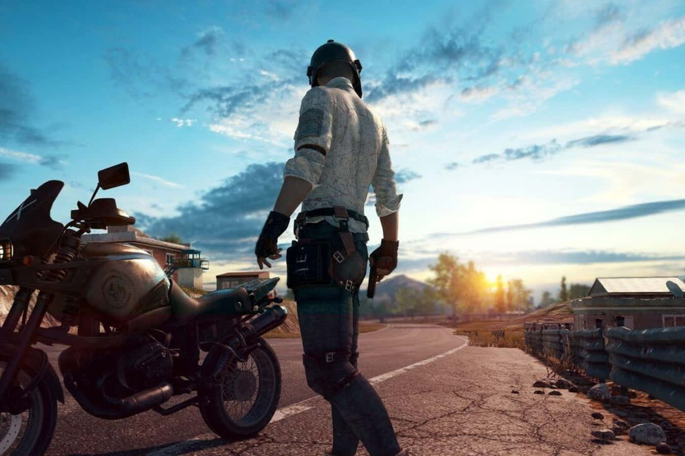 PUBG Mobile - 一名男子站在電單車上 壁紙
