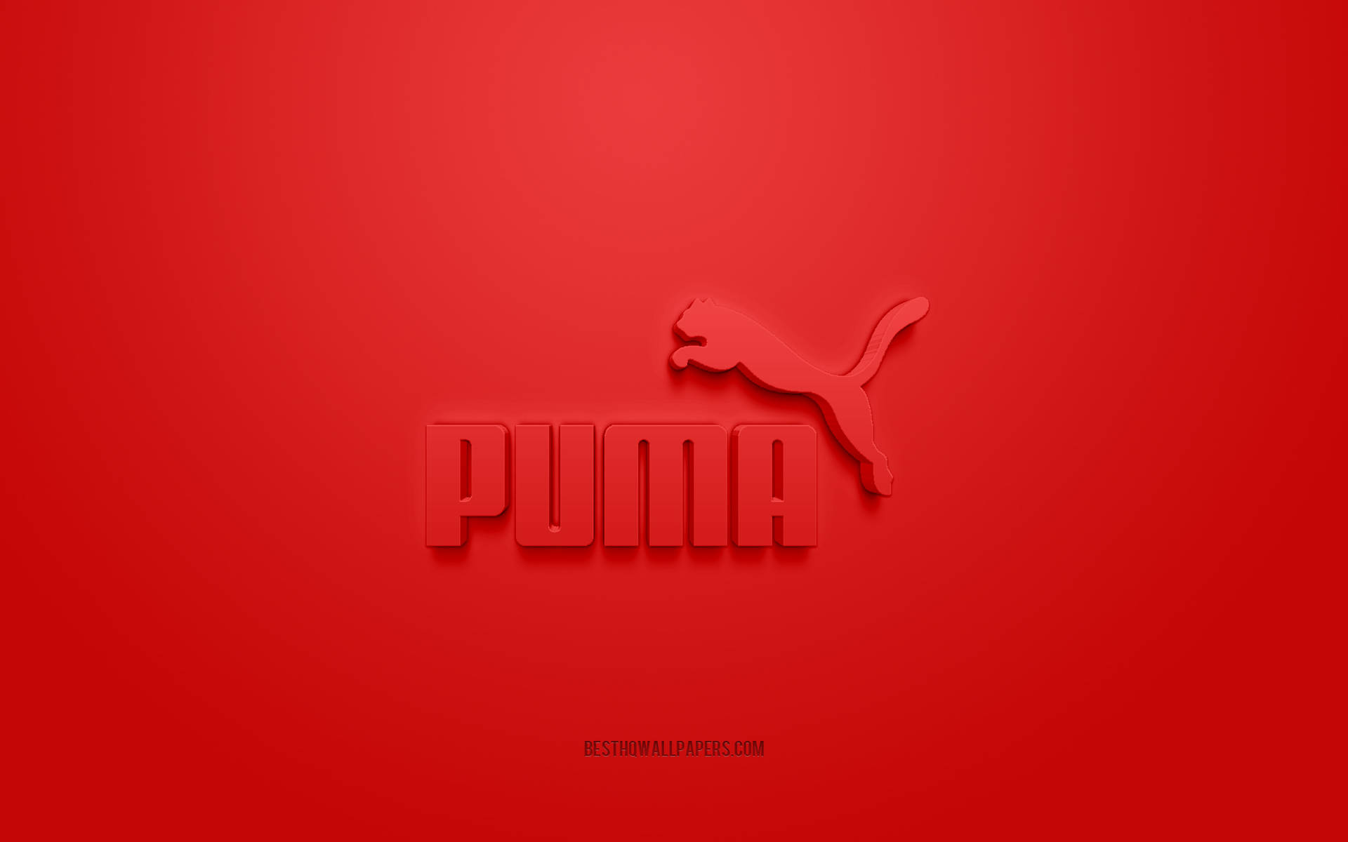 Puma品牌標誌，帶有跳躍的貓在紅色背景上