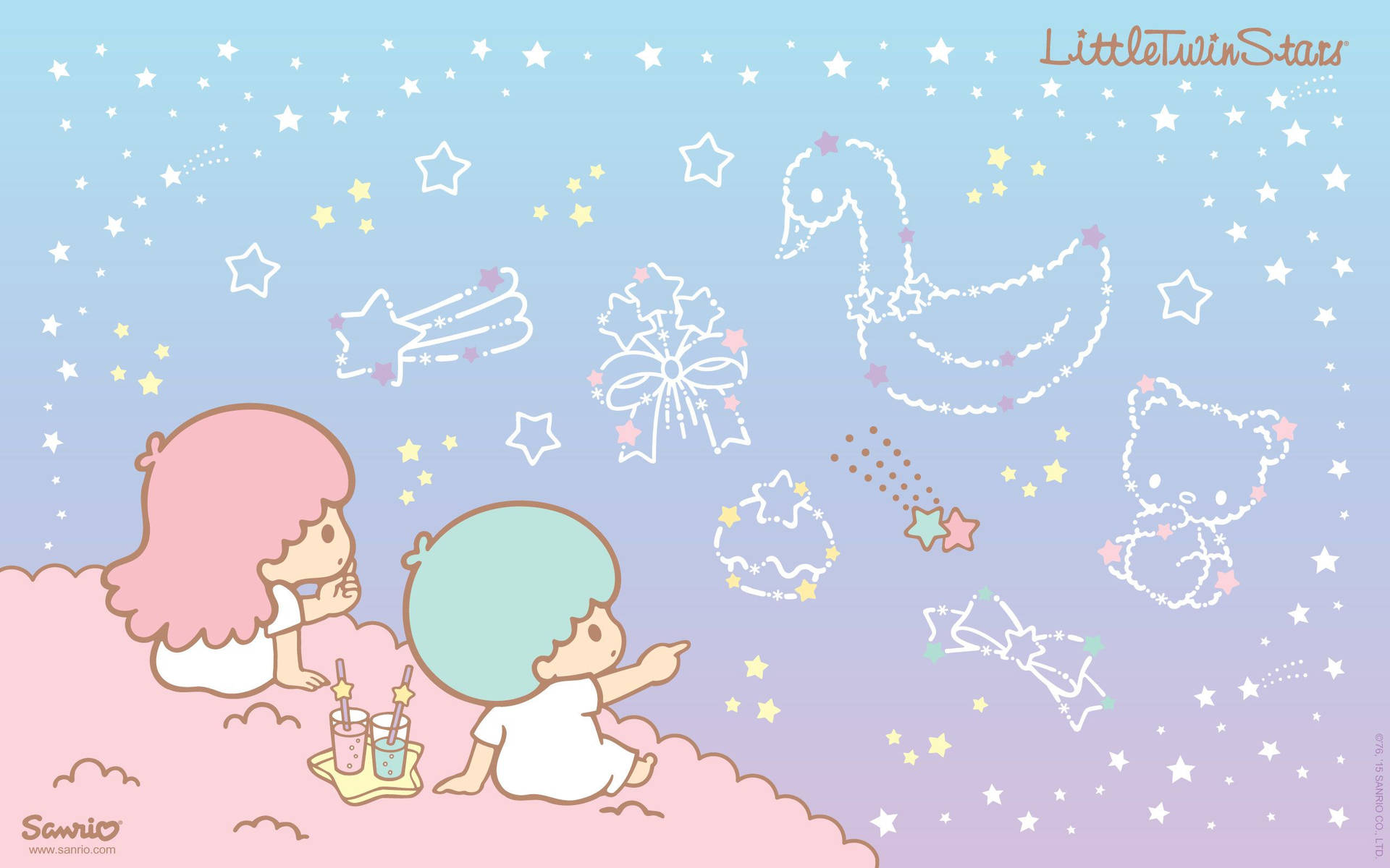 紫色與粉色小雙星 Sanrio 壁紙