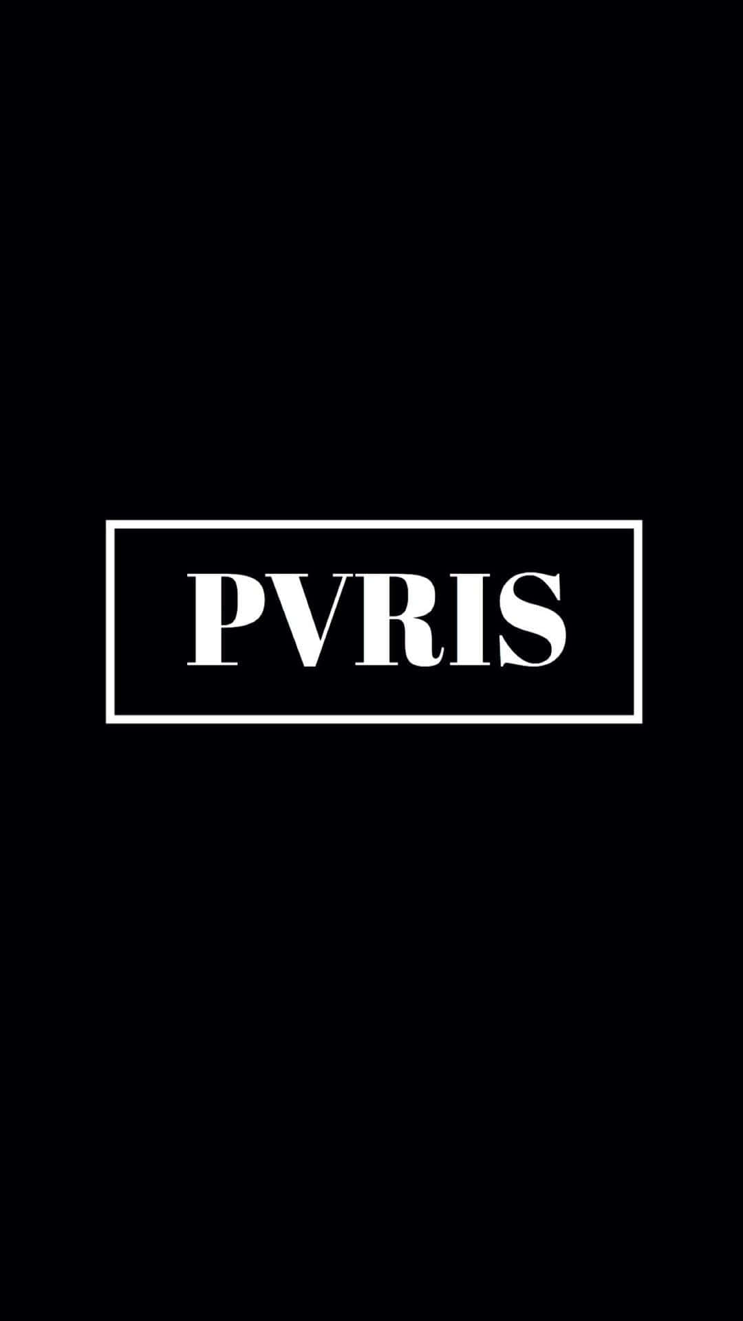 黑色背景矩形內顯示 PVRIS 的白色文字標誌。