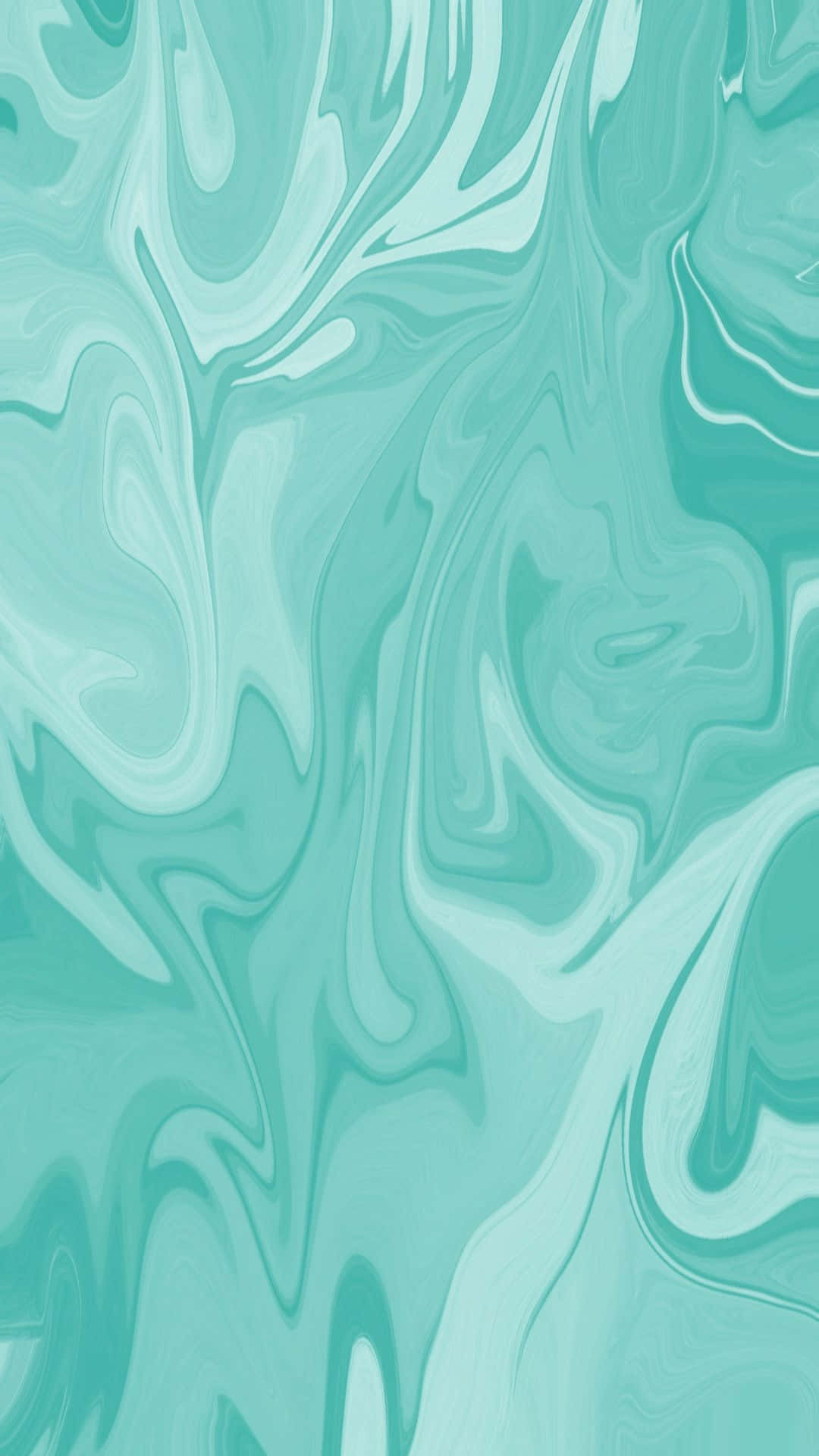 Teal Blue 桌布 壁紙 — 青綠色和白色的流體漩渦，以柔和的漸變創造出迷人的抽象大理石紋理。