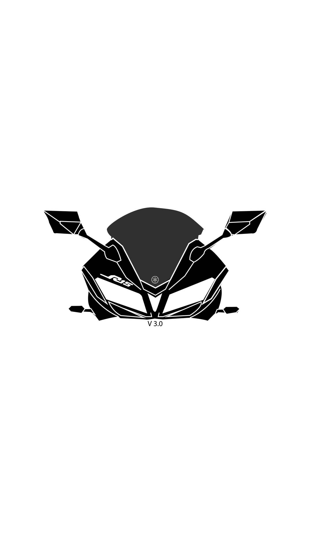 白色背景上帶有「V3.0」文字的黑色電單車正面剪影。